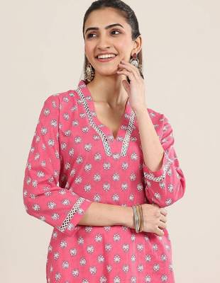Women floral daily cotton straight kurta 3