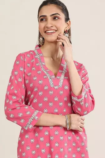 Women floral daily cotton straight kurta