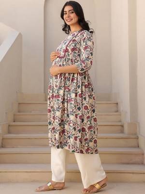 Women floral printed floral maternity anarkali kurta 3