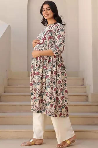 Women floral printed floral maternity anarkali kurta