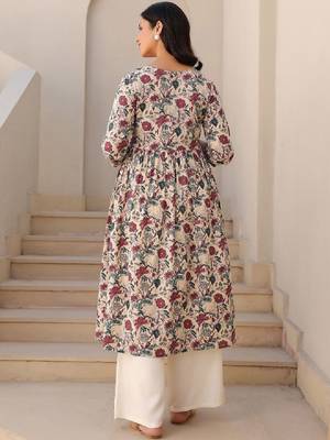 Women floral printed floral maternity anarkali kurta 4