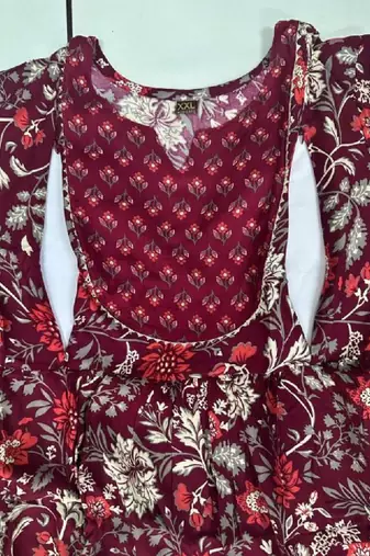 Women purple floral printed maternity anarkali kurta