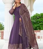 Plus size floral printed georgette kurta with gold foil dupatta