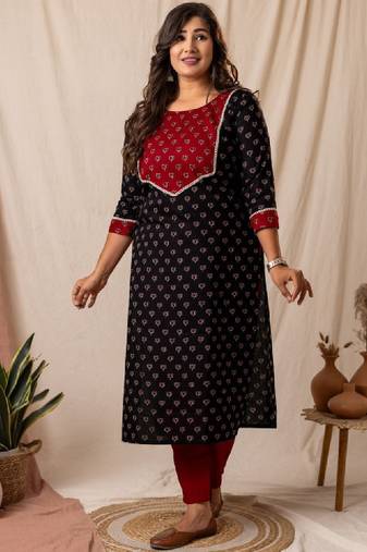 Women floral printed cotton block print kurta