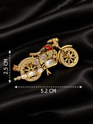Elegant bicycle brooch with crystal embellishments & red enamel detailing 3