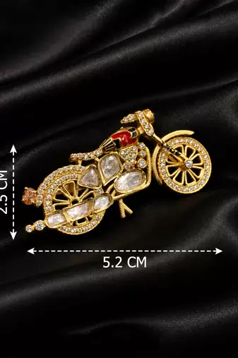 Elegant bicycle brooch with crystal embellishments & red enamel detailing
