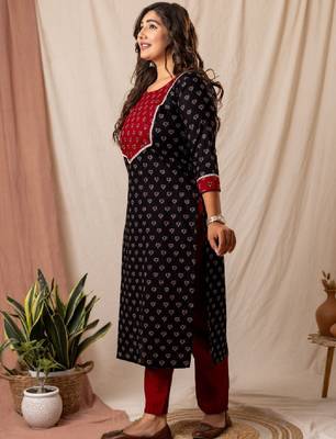 Women floral printed cotton block print kurta 3