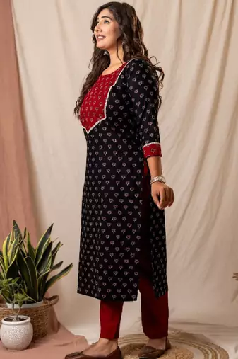 Women floral printed cotton block print kurta