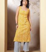 Women ethnic motifs printed festive cotton straight kurta