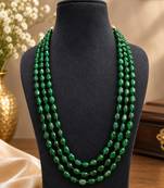 Elegant 3-layer green beaded necklace set with faceted beads