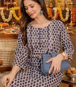 Women floral printed screen print daily pure cotton straight kurta