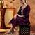 Women burgundy embroidered silk straight kurta