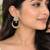 Gold plated floral kundan style hoop earrings with clear stones & pearl drops