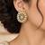 Gold plated pearl stud earrings with kundan style center stone & crystal border