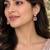 Pink crystal drop stud earrings with square cut stones     elegant party wear jewellery