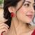 Elegant red square stone drop earrings with silver-tone setting     statement party wear earrings