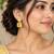 Elegant yellow square stone drop earrings with silver-tone setting     statement party wear earrings