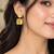 Elegant yellow square stone drop earrings with silver-tone setting     statement party wear earrings