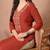 Geometric embroidered thread work v-neck pure cotton kurta