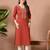 Geometric embroidered thread work v-neck pure cotton kurta