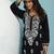 Women black rayon chikankari embroidered kurta