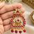 Traditional gold-tone kundan pearl & ruby red chandbali jhumka earrings