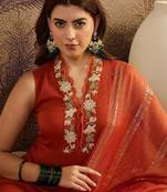 Embroidered a-line kurta with dupatta