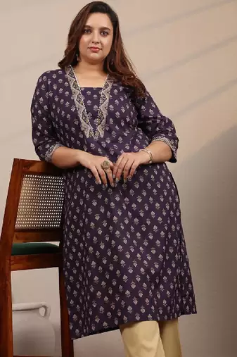Extra love by libas plus size ethnic motifs printed kurta
