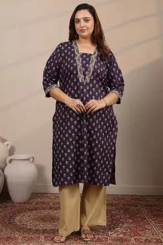 Extra love by libas plus size ethnic motifs printed kurta
