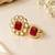 Elegant gold tone red gemstone floral statement ring with clear stone halo