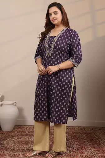 Extra love by libas plus size ethnic motifs printed kurta