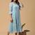 Blue embroidered chikankari a-line kota doria kurta with applique work