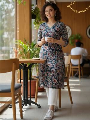 Women paisley printed kurta 4