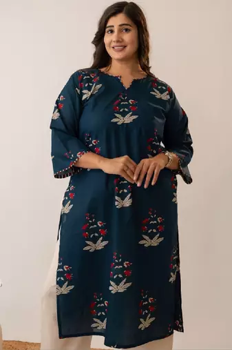 Women floral printed keyhole neck indie prints kurta