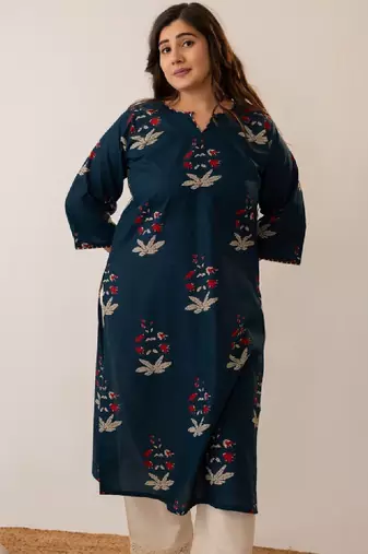 Women floral printed keyhole neck indie prints kurta