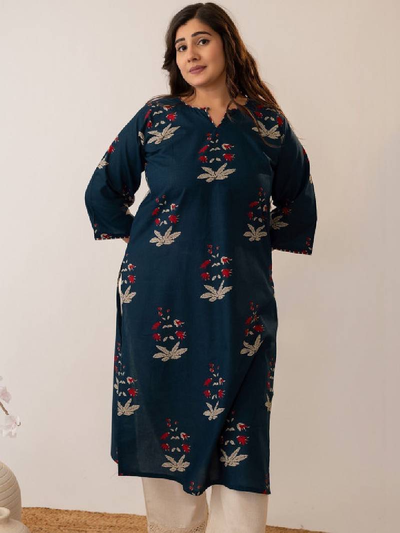 Women floral printed keyhole neck indie prints kurta