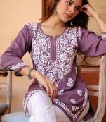Women floral embroidered chikankari indie florals kurta