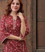 Women printed thread work kurta