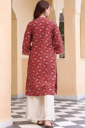 Women printed thread work kurta