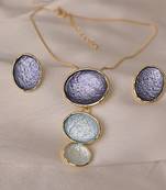 Blue pendant necklace set with matching earrings for women