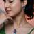 Blue pendant necklace set with matching earrings for women