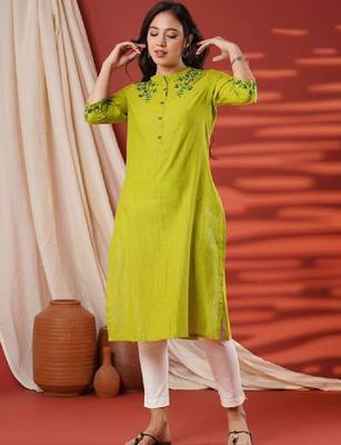 Women embroidered thread work kurta 1