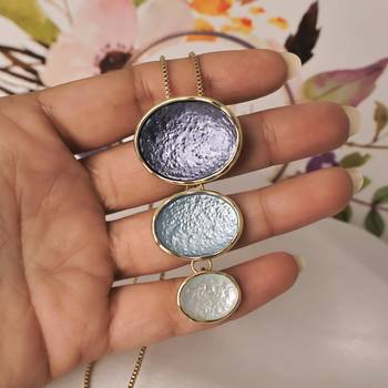 Blue pendant necklace set with matching earrings for women 5