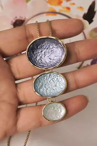 Blue pendant necklace set with matching earrings for women