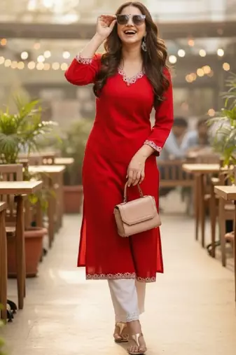 Women embroidered thread work kurta
