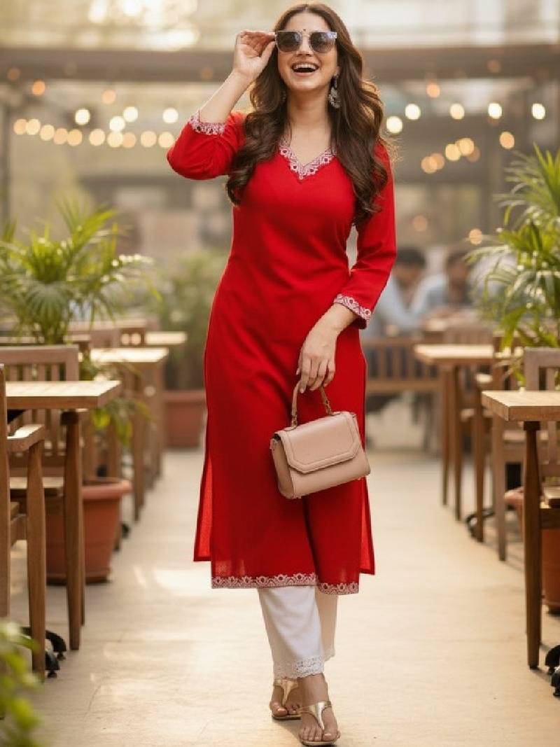 Women embroidered thread work kurta