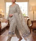 Grey muga cotton jamdani salwar suit dress material