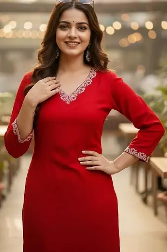 Women embroidered thread work kurta