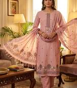 Pink muga cotton jamdani salwar suit dress material