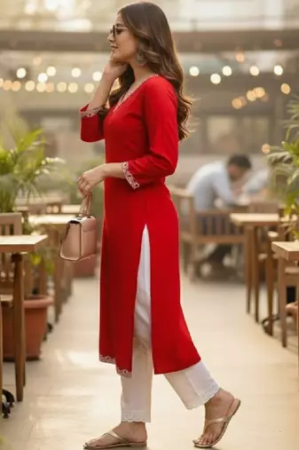 Women embroidered thread work kurta